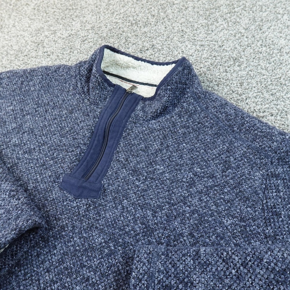 Orvis Sweater Mens 2XL Blue Sherpa Lined 1/4 Zip Jacket Coat Pullover Outdoor